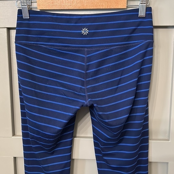 Athleta Chaturanga Tight Leggings in Admiral Stripe Cobalt Blue & Navy Sz Small - Picture 7 of 9